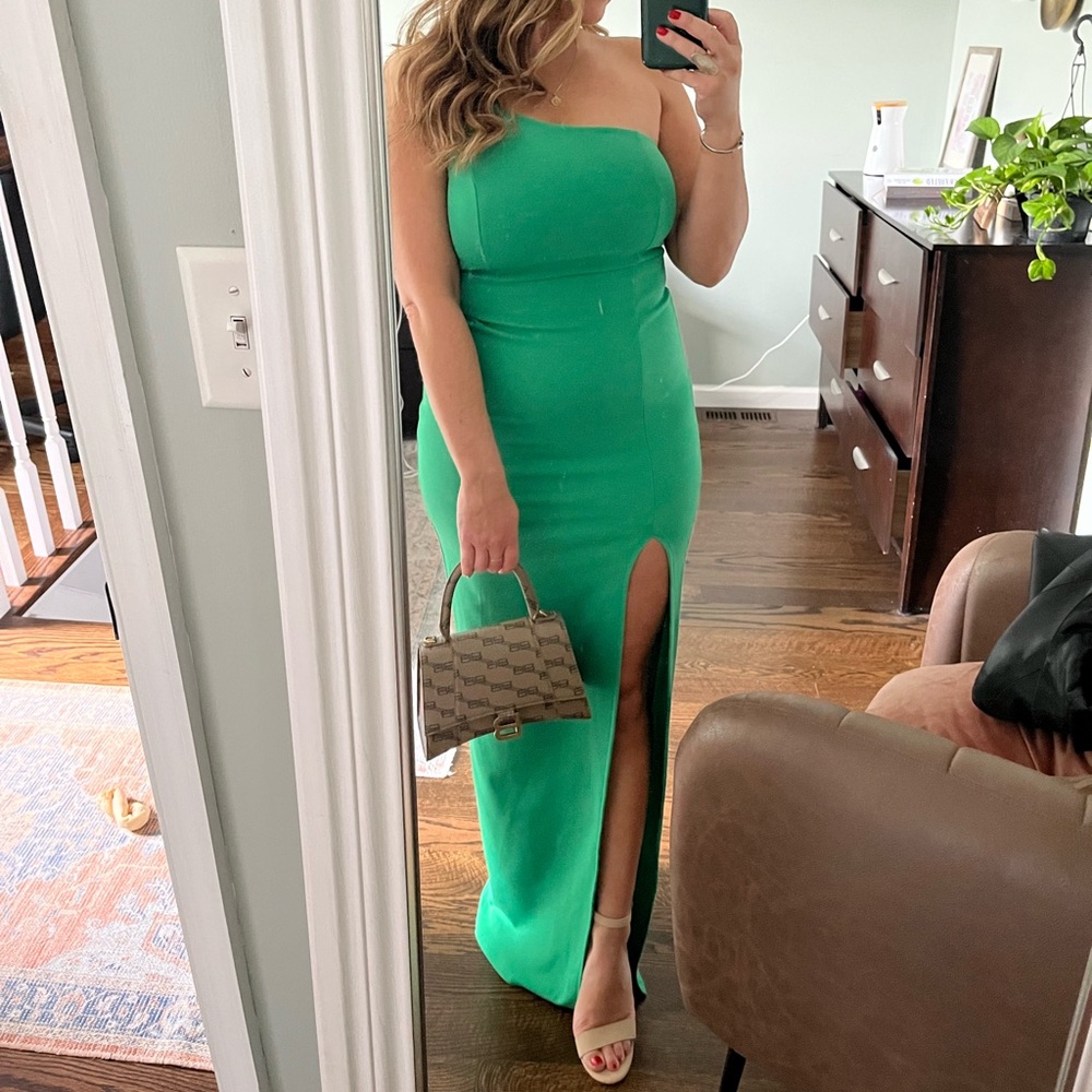 Lulus Keeper of My Heart Green One-Shoulder Maxi Dress